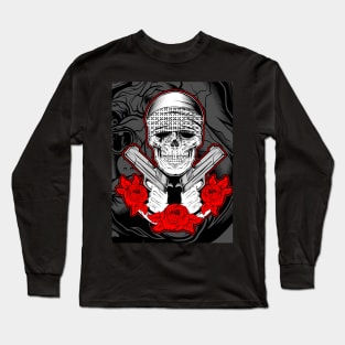 skull with red flowers and arms Long Sleeve T-Shirt